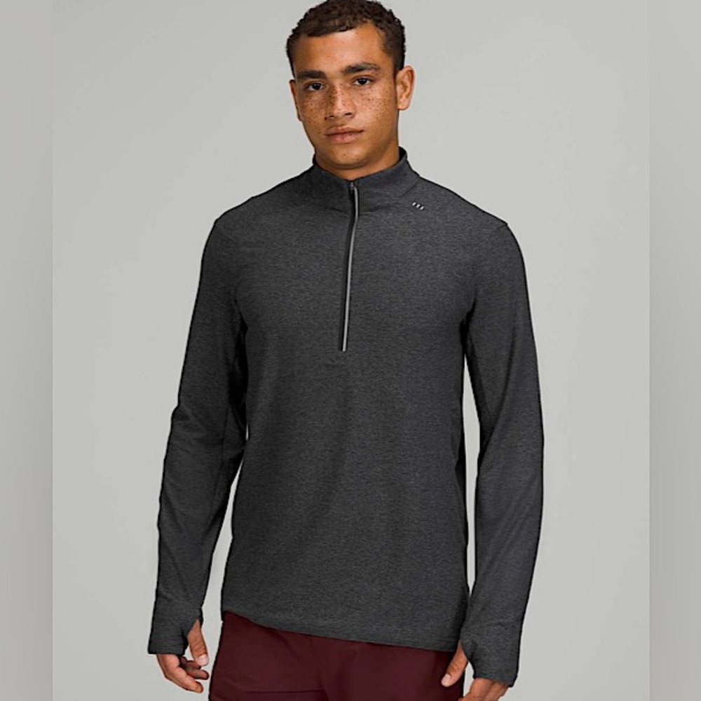 Lululemon Surge Warm Half-Zip in Heathered Graphite Grey / Black- Size Small EUC